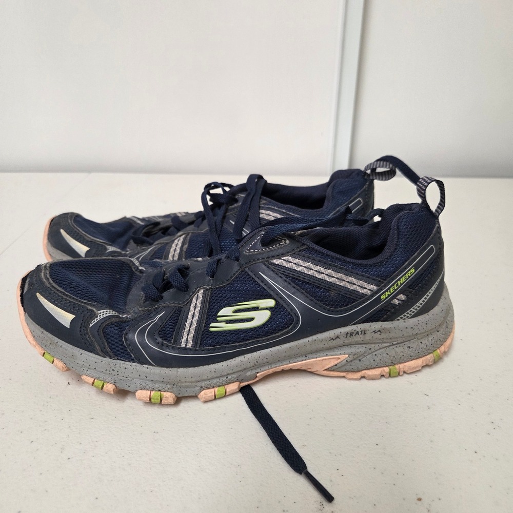 Skechers Trail Womens 8.5 Navy Blue Pink Running Hiking Shoes 179013R